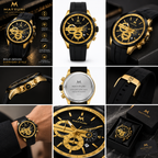 Mattri Premium Chronograph Sports Watch for Men – Gold & Black Silicone Strap Luxury Watch (Nosaya.pk)