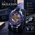 Automatic Skeleton Men’s Luxury Watch – Royal Blue & Purple Dial Steel Watch (Nosaya.pk)
