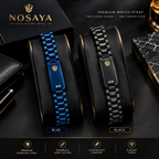 Nosaya Luxury Stainless Steel Chain Bracelet for Men – Metallic Blue & Matte Black (Nosaya.pk)