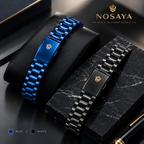 Nosaya Luxury Stainless Steel Chain Bracelet for Men – Metallic Blue & Matte Black (Nosaya.pk)