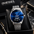 Futuristic Blue Cut-Glass Prism Dial Steel Watch for Men – Luxury Disk Display (Nosaya.pk)