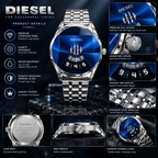 Futuristic Blue Cut-Glass Prism Dial Steel Watch for Men – Luxury Disk Display (Nosaya.pk)